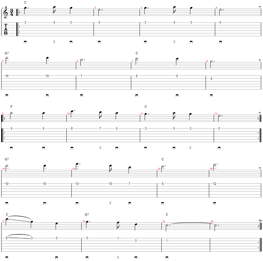 Tablature for Simple Christmas - Silent Night (Breakdown)