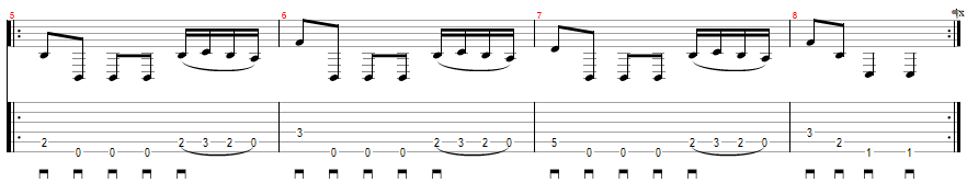 Tablature for Drop B Tuning Etude - Riff 2